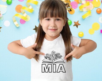 Camiseta para colorear personalizable para amantes de los libros: Camiseta con nombre personalizado