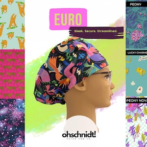 Euro Scrub Caps for Women, Surgical Scrub Hat, Satin Lining Option, Fun Scrub Cap, Nurse Hats, Surgical Cap