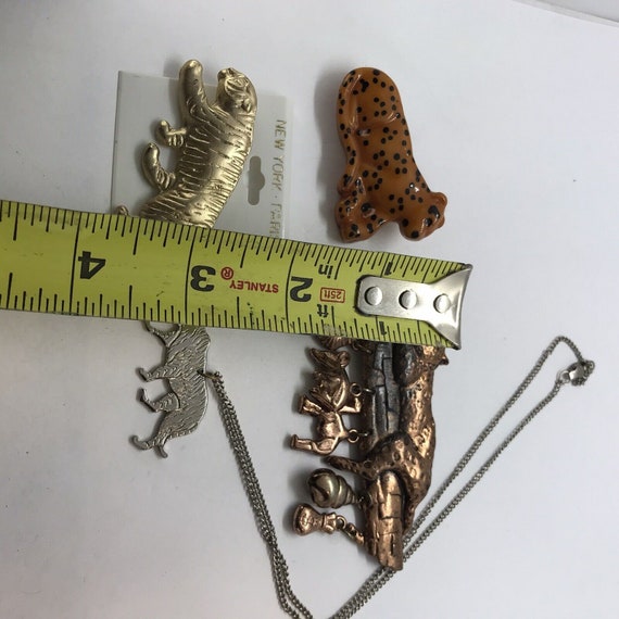 Vintage Animal Jewelry lot Lion Tiger Leopard Jun… - image 7