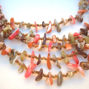 shell necklace Vintage multi strands fall colors Japan