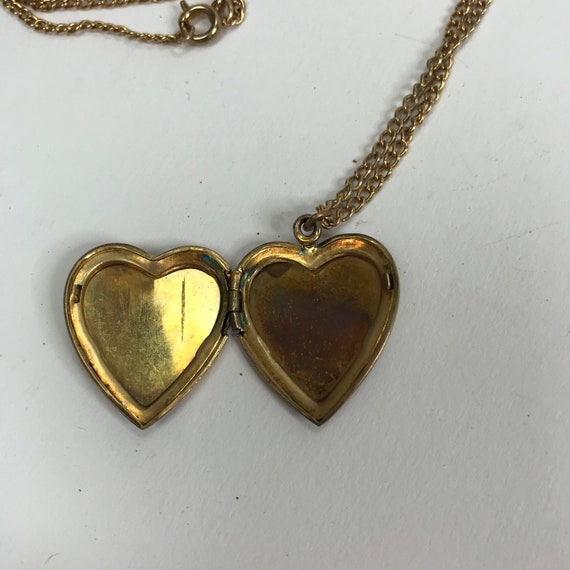 Vintage Locket Necklace,Heart Love Locket, etched… - image 5