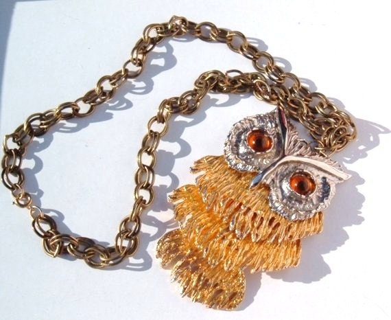 Owl articulated big vintage pendant necklace kits
