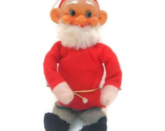 Happy Santa Vintage Christmas Ornament, Christmas Decoration ,bendy Santa, Holiday Decor