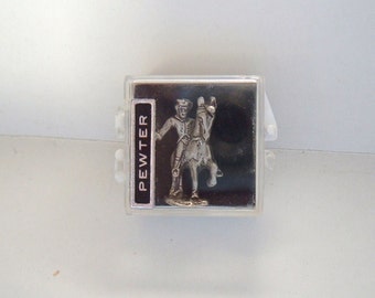 Tie pin Vintage pewter equestrian man on horse