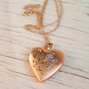 Vintage Locket Necklace,14 K GF PPC,Princess Pride Creations, Heart Love Locket, Photo locket, I Love You jewelry,wedding locket