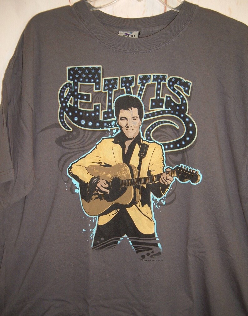 Mens Vintage Liquid Blue Tee Shirt Elvis Rockabilly Novelty Sz XL image 3