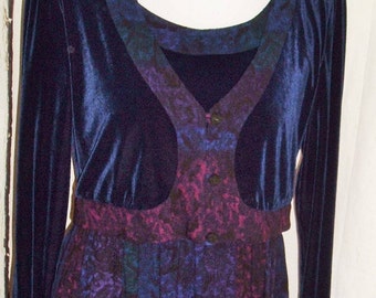 Vintage Carole Little Purple Velvet Maxi Dress with Jacket - Artsy Boho Size 6