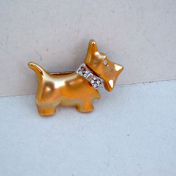 Scotty Dog Vintage rhinestone brooch Scottish Terrier