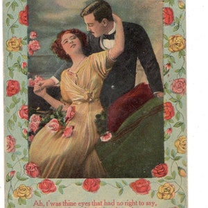 The Essence Of Love vintage postcard roses and hearts bild 3