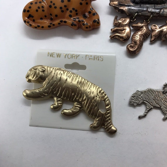 Vintage Animal Jewelry lot Lion Tiger Leopard Jun… - image 4