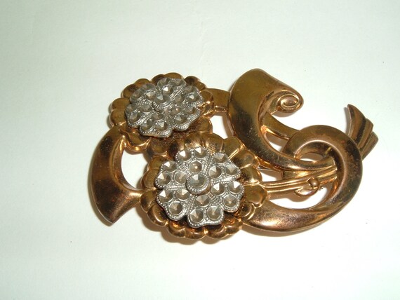 Victorian Floral Brass Metal vintage brooch lot o… - image 5