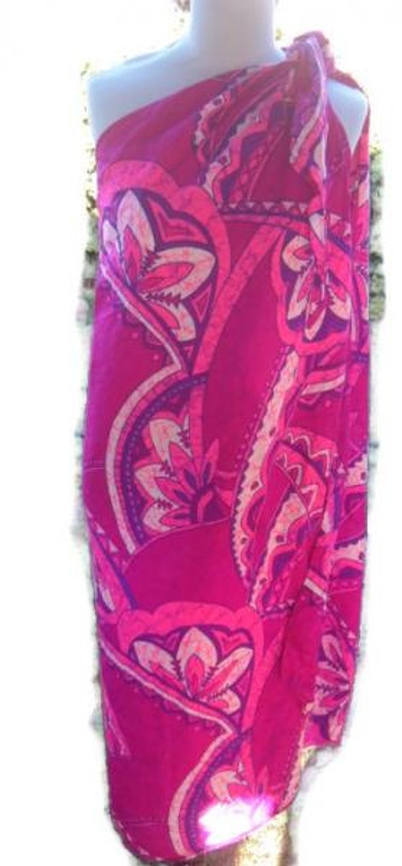 Tia Hawaii ViNtAgE beach wrap sarong 70's pink pur