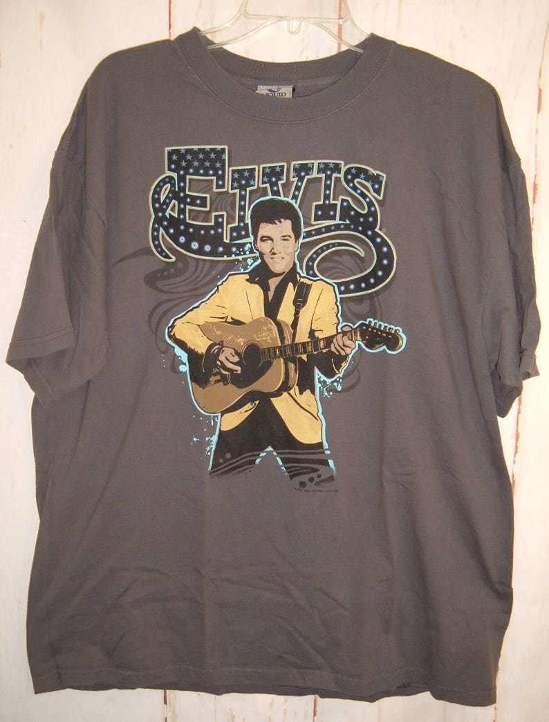 Mens Vintage Liquid Blue Tee Shirt Elvis Rockabilly Novelty Sz XL image 2