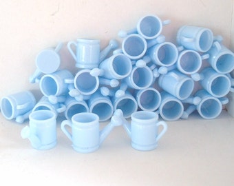 Watering cans blue plastic charms findings lot of 24 gift for gardeners flower theme