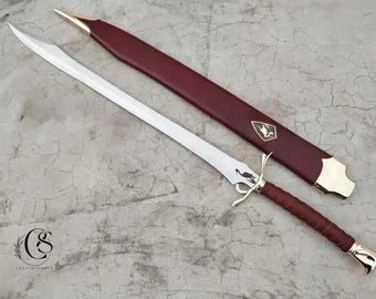 Custom Gift Handmade Heron Marked Sword, The Wheel of Time Sword with Scabbard, Medieval Style Swords, Best Birthday, Cosplay Gift for Him
