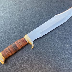 Hand Forged Personalized Hunting Knife, D2 High Polish Steel Bowie Knife with Wooden Handle & Sheath, Best Anniversary Gift for Husband, Men