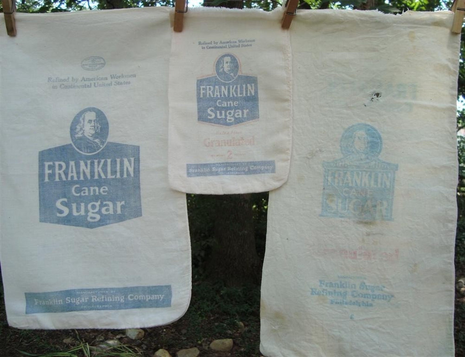 Sugar Bags 3 Vintage Franklin Sugar Refining Philadelphia Etsy
