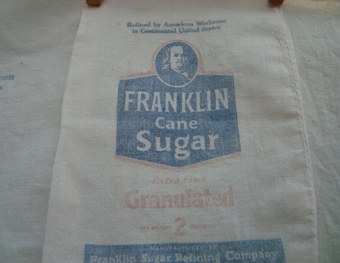 Sugar Bags 3 Vintage Franklin Sugar Refining Philadelphia Etsy