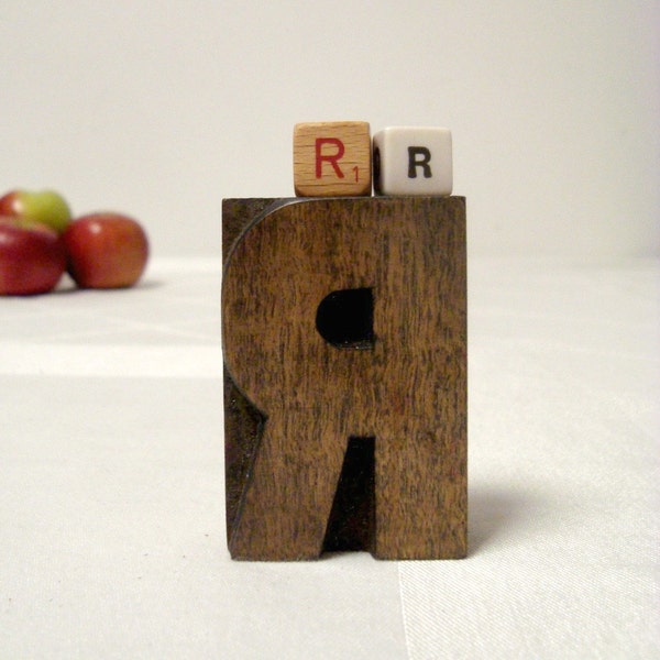 Letterpress R Vintage Wood Type Freestanding Printer Block Letter R