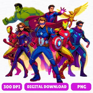 Superhelden Clipart Set: Helden PNGs für DIY Projekte (Digitaler Download, 300 DPI)