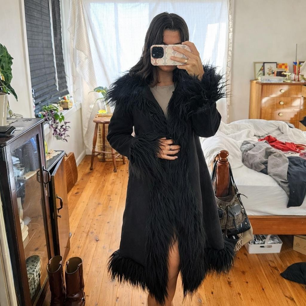 Suede and Fur Coat - Etsy Canada