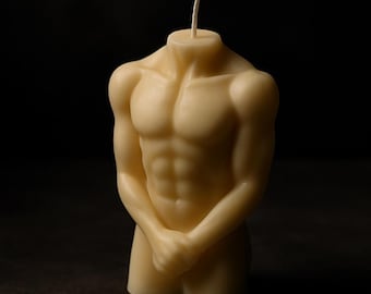 Handgemachte männliche Torso-Kerze - Vegane Soja-Wachs-Skulptur