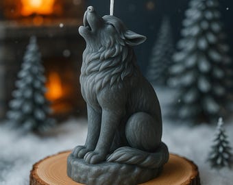 Handmade Lunar Wolf Candle – Stone Effect Soy Wax