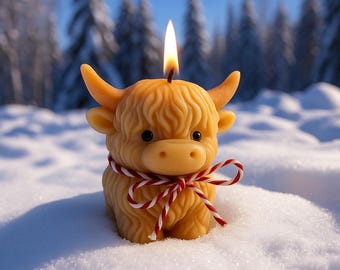 Handmade Highland Cow Soy Wax Candle | Farmhouse Decor