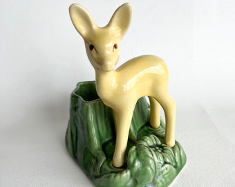 Vintage Shawnee USA Deer Planter, Pottery Deer, Plant Holder, Mid Century Planter