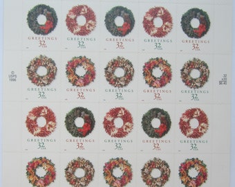 Holiday Wreaths MNH Stamp Sheet, Scott #3249-52, 20 x 32c, 1998