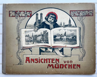 Antique Book, Ansichten von Munchen, Views of Munich, 1910, Pictorial Book, Germany