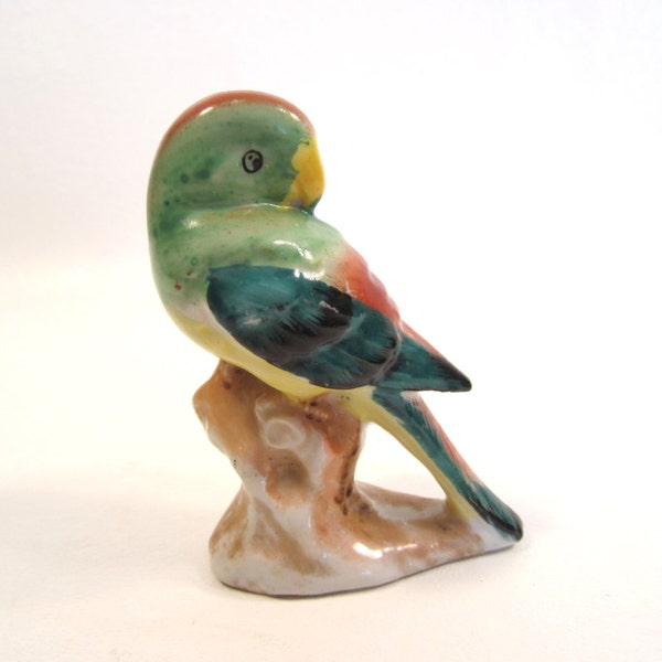 Vintage Tiny Parrot Figurine  Bird Statue Porcelain China Figure Japan