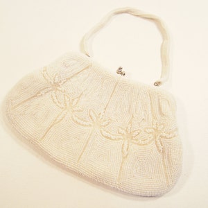 White Beaded Handbag, Made in Japan