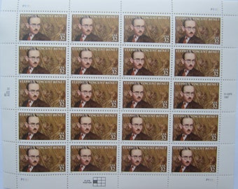 Steven Vincent Benet MNH Stamp Sheet, Scott #3221, 20 x 32c, 1998