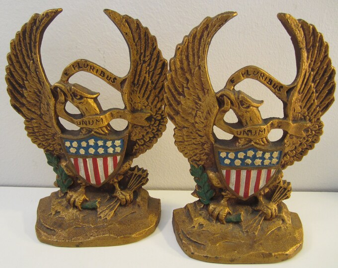Vintage Hubley Cast Iron American Eagle Bookends 1900's Etsy