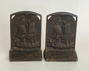 Antique Judd Bookends, Sailing Ships, Galleons, Cast Iron, #09661, cJo