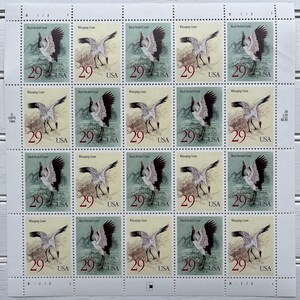 Cranes MNH Stamp Sheet, Scott #2867-8, 20 x 29c, 1994