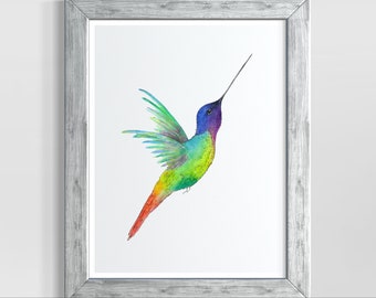 Flying Hummingbird Giclee Print | 8x10 inches | Watercolor |