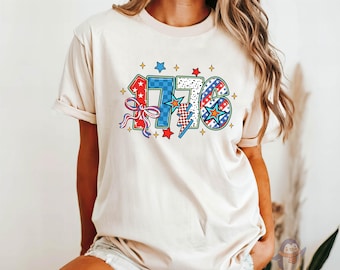 1776 Retro America Shirt, Fourth Of July Graphic Tee, USA Independence Day Shirt, Patriotic Shirt, Red White Blue Stars Shirt, Memorial Day