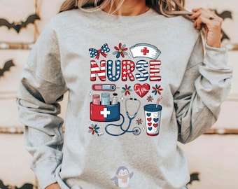 Patriotic Nurse Life Sweatshirt, 4th Of July Nurse Sweater,, American Flag Scrub Life Shirt, Funny RN USA Shirt, Red White Blue Nurse Gift