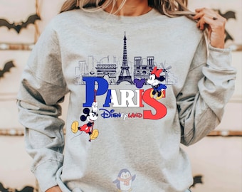 Mickey And Minnie In Paris Sweatshirt, Disneyland Sweater, Disney Birthday Tee, Disney Family Sweater, Disneyworld, Magic Kingdom Tee