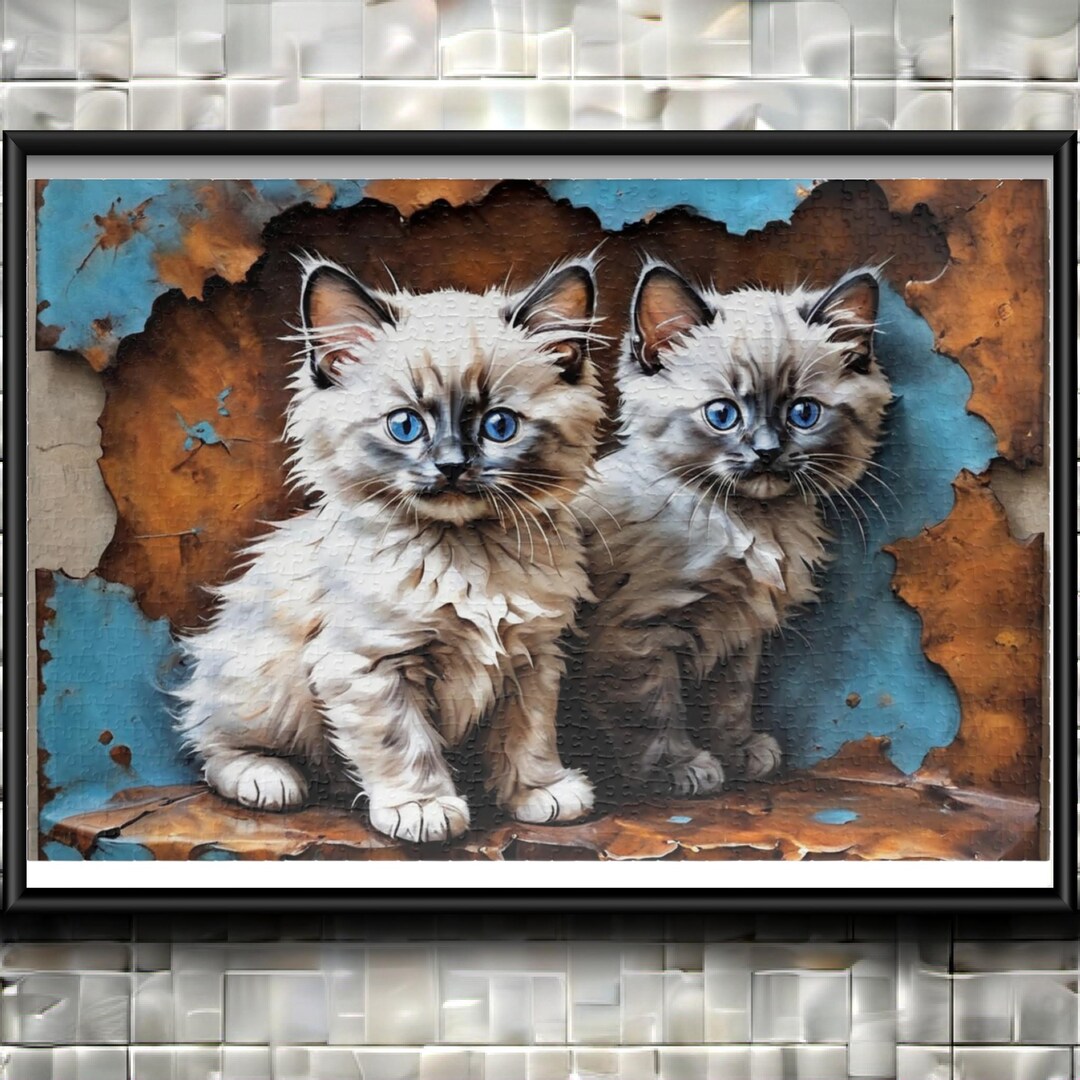Ragdoll Kitten Jigsaw Puzzle,oil Painting,rusty Metal Wall Art (520 ...