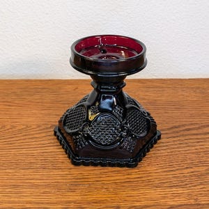 Vintage Avon Ruby Red Cape Cod Glass Candle Holder