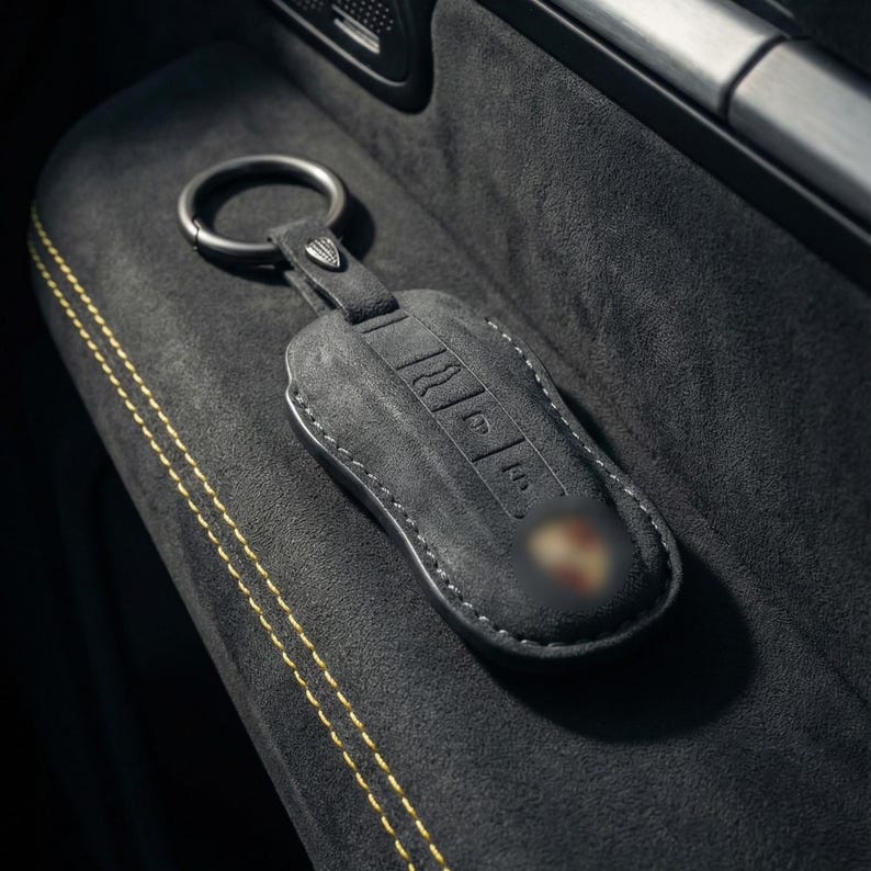 Porsche Alcantara Key Cover – Custom Key Fob Case for 911, Macan, Cayenne, Panamera, Taycan image 1