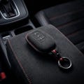 Honda Key Fob Cover | Alcantara Suede Smart Key Case | Honda Civic CR-V HR-V Accord Jazz | Black And Red Stitching product logo