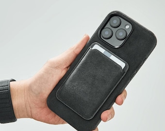Alcantara MagSafe Cardholder | Dark Grey Wallet for iPhone | Minimalist Suede Magnetic Card Holder | Slim Phone Accessory