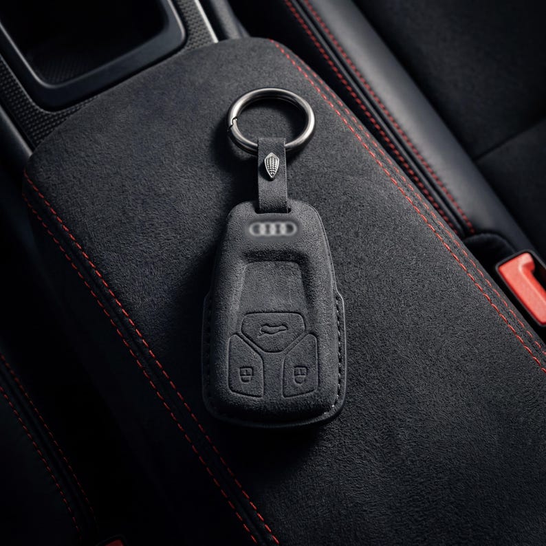Capa para chave Audi em Alcantara – Capa personalizada para chaveiro dos modelos A3, A4, A5, A6, A7, A8, Q3, Q5, Q7, S Line e RS. imagem 1