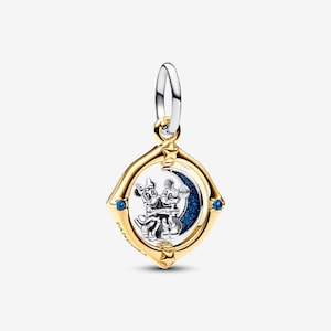 pandora mickey mouse & minnie mouse two-tone spinning moon dangle charm