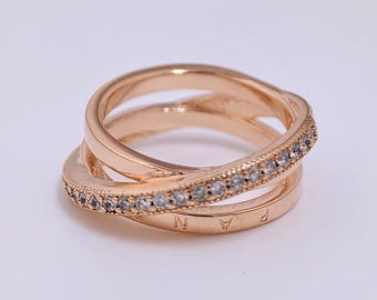 Anello Pandora Crossover Pave Triple Band Ring ALE MET