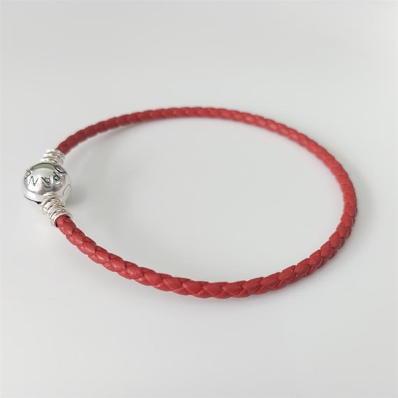 パンドラ スターリングシルバー レッド レザー チャーム